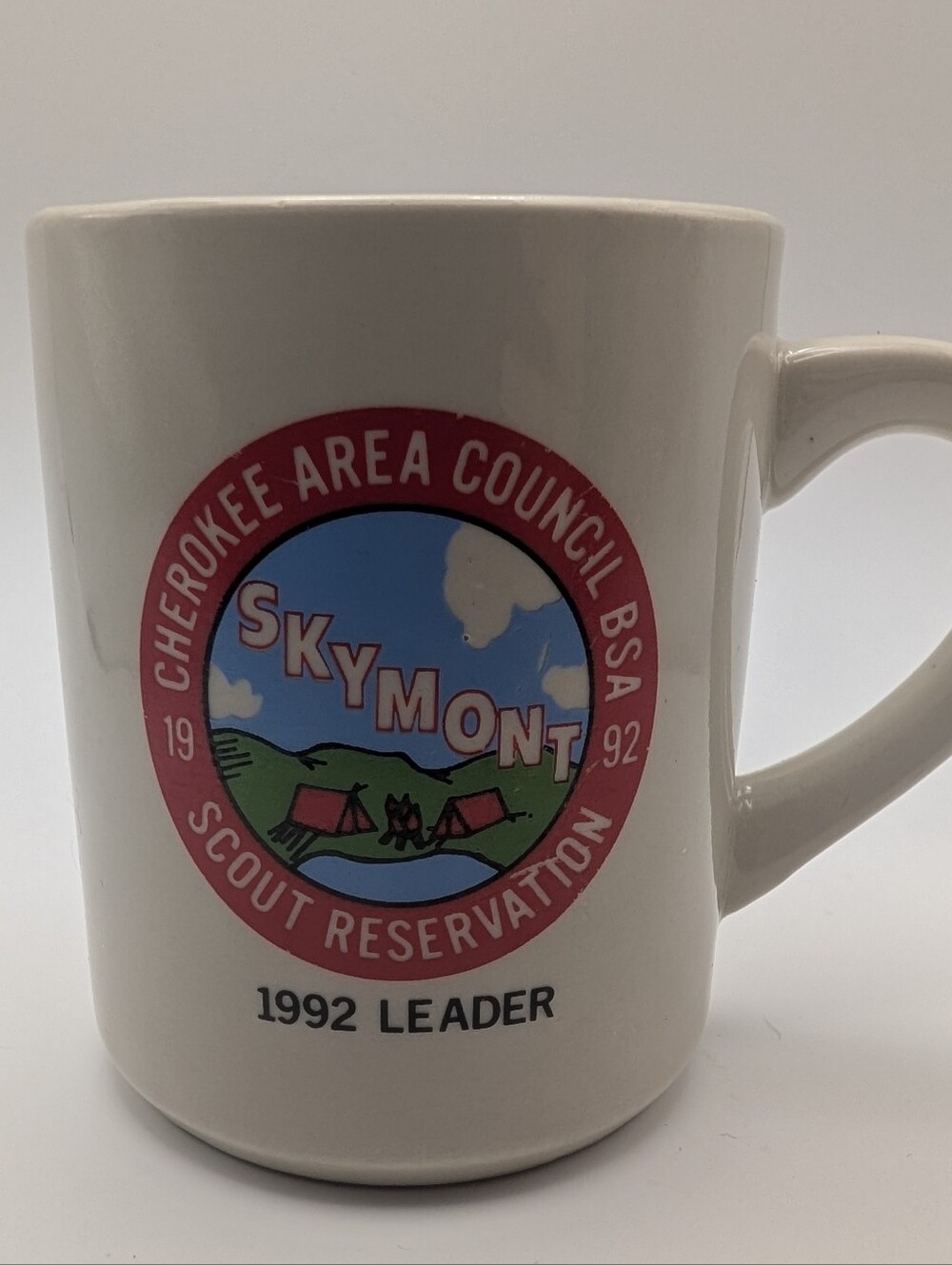 Vintage Boy Scouts Coffee Mug Skymont Cherokee Area Council 1992 Leader BSA